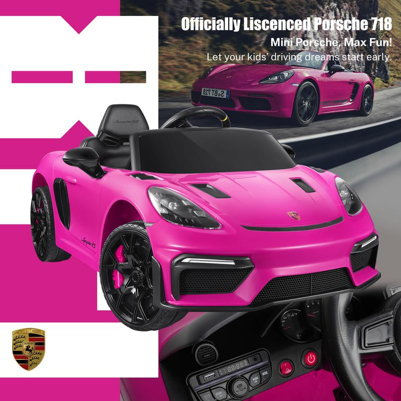 Coclub Porsche 718 Spyder Ride-On Car with Remote Control for Kids, 12V Powered Electric Car, Boys Girls Gifts