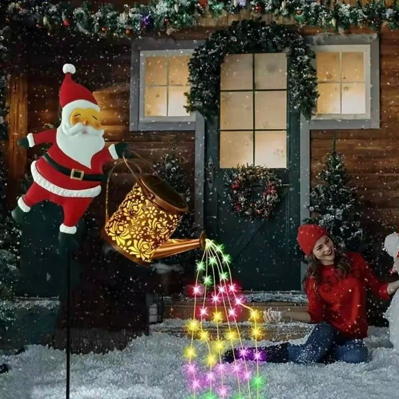 Christmas Solar Garden Light – Retro Metal Watering Can Lamp with Twinkling Fairy Stream, Perfect for Patio & Holiday Gifts