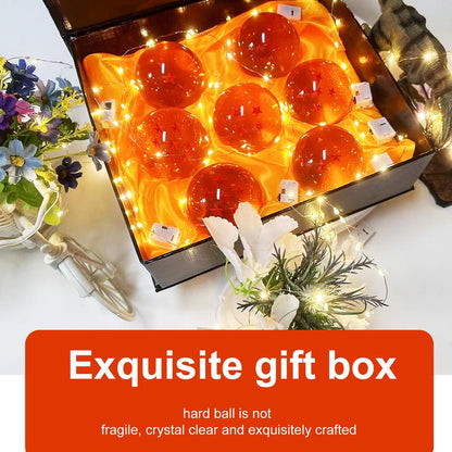 DLDA 7 Dragon Z 35MM/1.37 Inches Crystal Ball Acrylic Glass Ball, Comes with Gift Box, 1-7 Stars, Preferred for Anime Collectors, Decoration, Transparent Dragon Toy Ball Starry