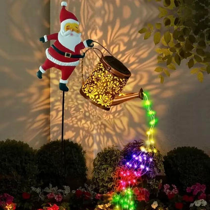 Christmas Solar Garden Light – Retro Metal Watering Can Lamp with Twinkling Fairy Stream, Perfect for Patio & Holiday Gifts
