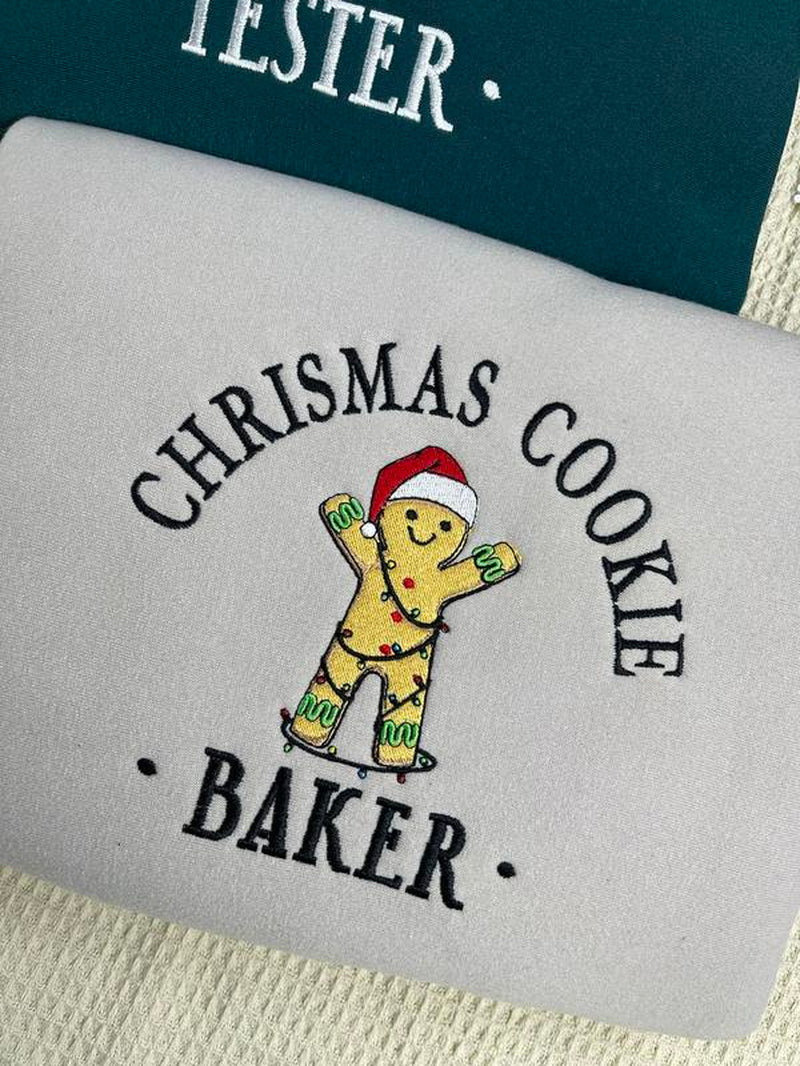 Christmas Cookie Baker Gingerbread Sweatshirt, Christmas Matching Embroidered Sweatshirt, Christmas Funny Sweatshirt Christmas Gift