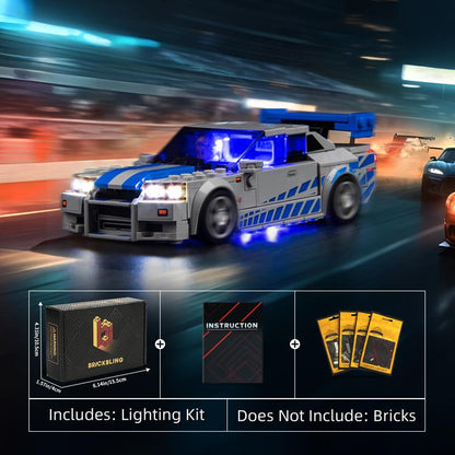 LED Light Kit Compatible with Lego Speed Champions Fast & Furious Nissan Skyline GT-R (R34) Toy Car Building Set, Blue Underglow Lights for Lego 76917,Birthday, Holiday, Gift （No Building Blocks, Just Lights）