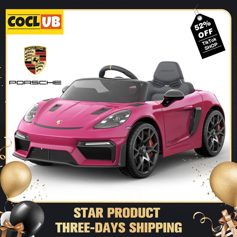 Coclub Porsche 718 Spyder Ride-On Car with Remote Control for Kids, 12V Powered Electric Car, Boys Girls Gifts