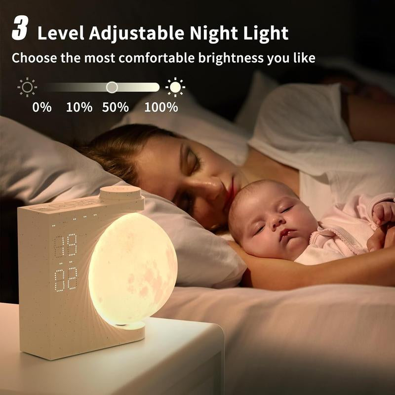 Reteyung Sunrise Alarm Clock for Heavy Sleeper, 10 Natural Sleep Sounds, Digital Dimmable Clock with 10 RGB Light, Dual Alarm & Snooze, Ideal Gifts