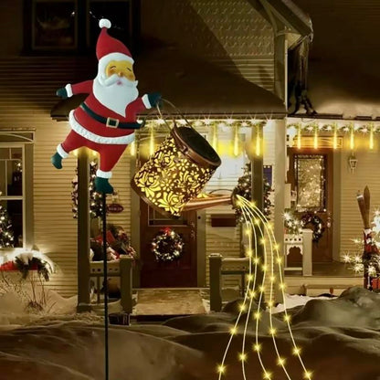 Christmas Solar Garden Light – Retro Metal Watering Can Lamp with Twinkling Fairy Stream, Perfect for Patio & Holiday Gifts