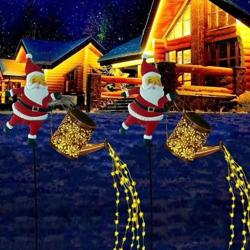 Christmas Solar Garden Light – Retro Metal Watering Can Lamp with Twinkling Fairy Stream, Perfect for Patio & Holiday Gifts