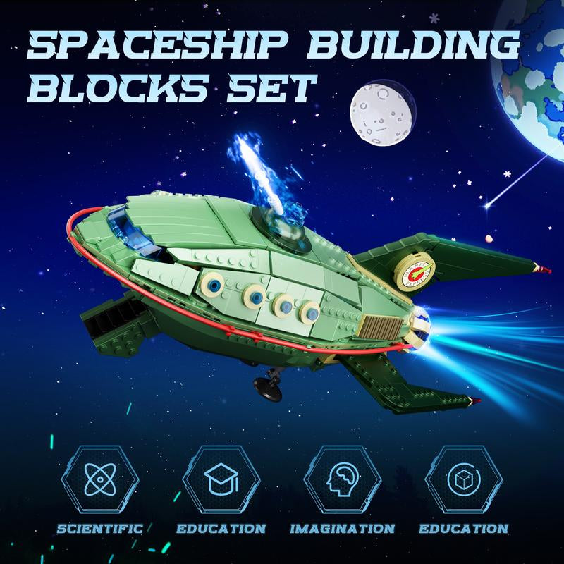 Tiktokshopblackfriday Futuristic Flying Vehicle Building Blocks Set (928 Pcs) – DIY Spaceship Toy for Kids & Teens, Ideal Halloween & Christmas Gift for Sci-Fi & Engineering Fans