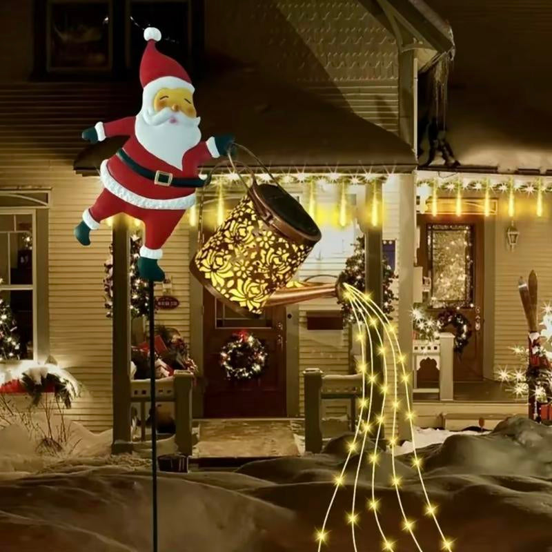 Christmas Solar Garden Light – Retro Metal Watering Can Lamp with Twinkling Fairy Stream, Perfect for Patio & Holiday Gifts