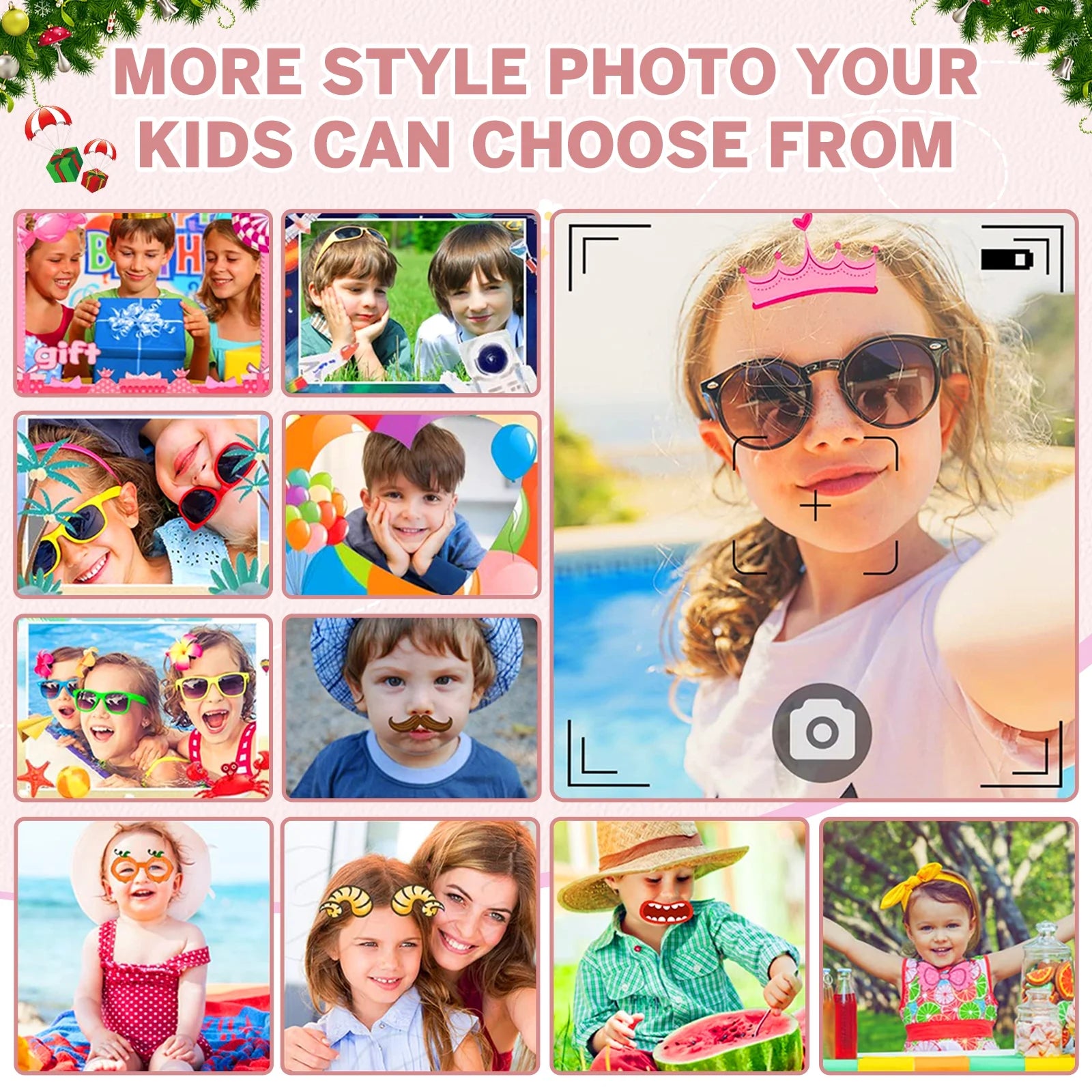 Kids Camera for Girls Boys 32GB 1080HD Selfie Digital Cameras Video Toddler Toys Christmas Birthday Gift Age 3-10, Pink