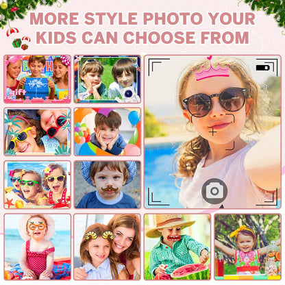 Kids Camera for Girls Boys 32GB 1080HD Selfie Digital Cameras Video Toddler Toys Christmas Birthday Gift Age 3-10, Pink