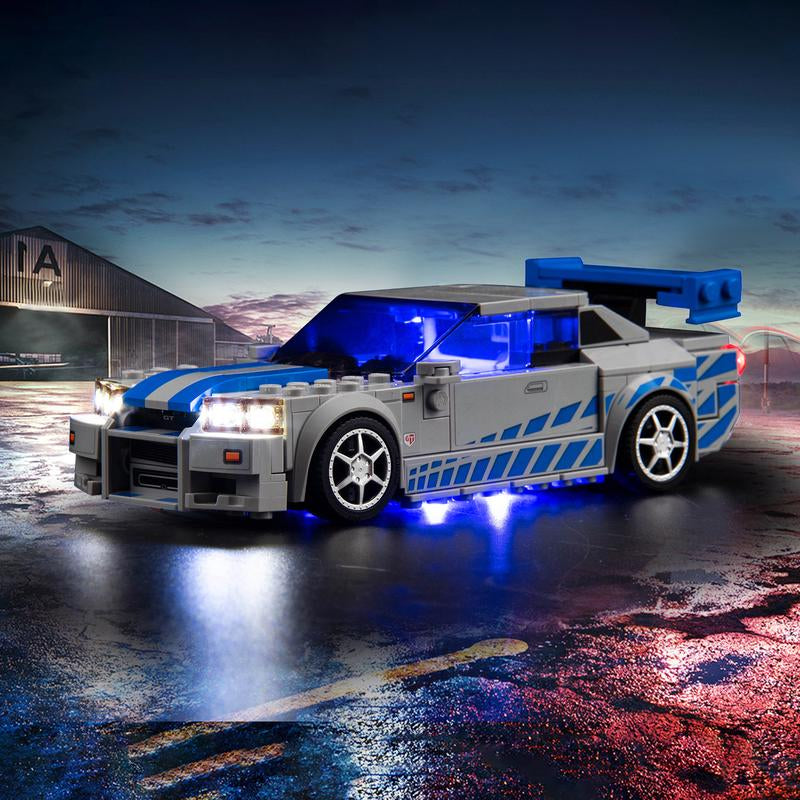 LED Light Kit Compatible with Lego Speed Champions Fast & Furious Nissan Skyline GT-R (R34) Toy Car Building Set, Blue Underglow Lights for Lego 76917,Birthday, Holiday, Gift （No Building Blocks, Just Lights）