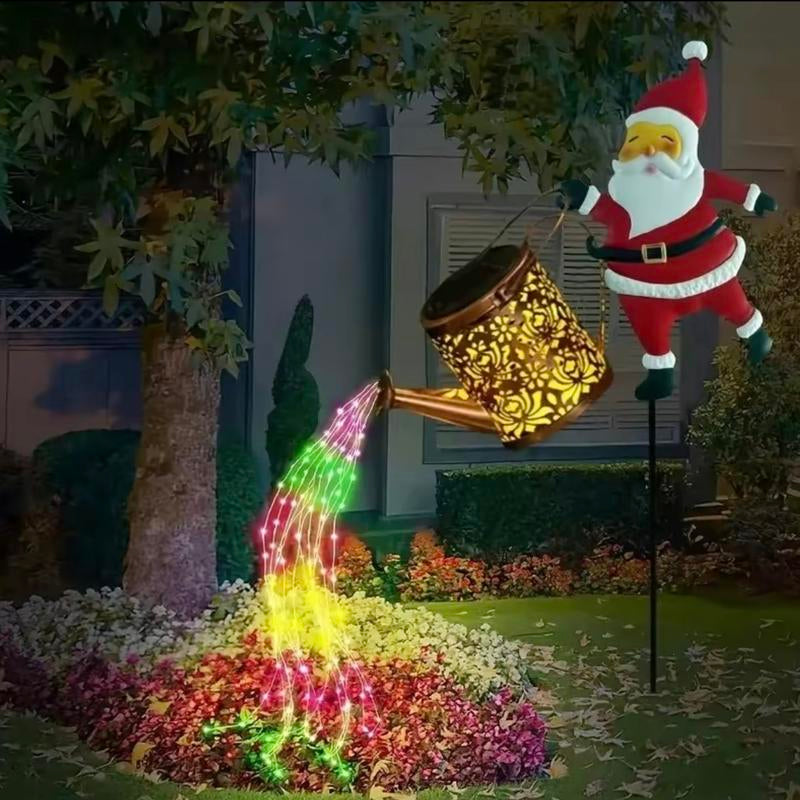 Christmas Solar Garden Light – Retro Metal Watering Can Lamp with Twinkling Fairy Stream, Perfect for Patio & Holiday Gifts