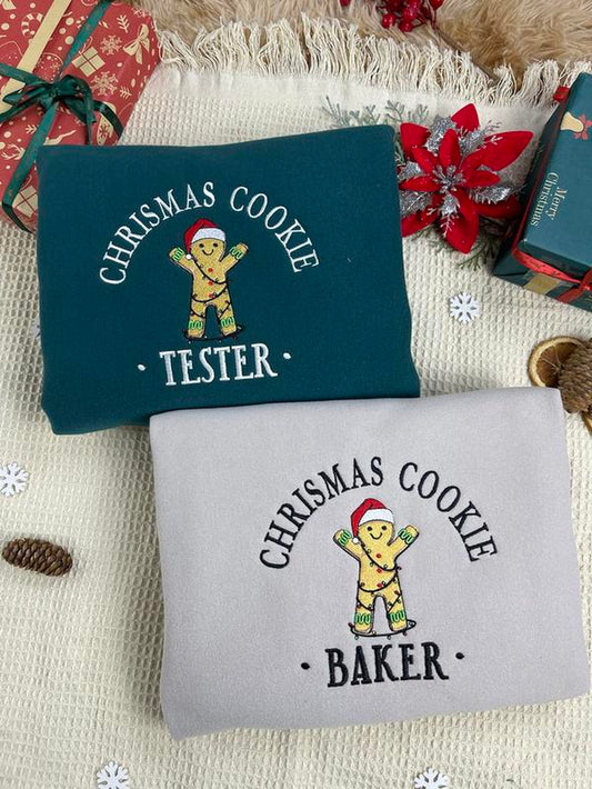 Christmas Cookie Baker Gingerbread Sweatshirt, Christmas Matching Embroidered Sweatshirt, Christmas Funny Sweatshirt Christmas Gift