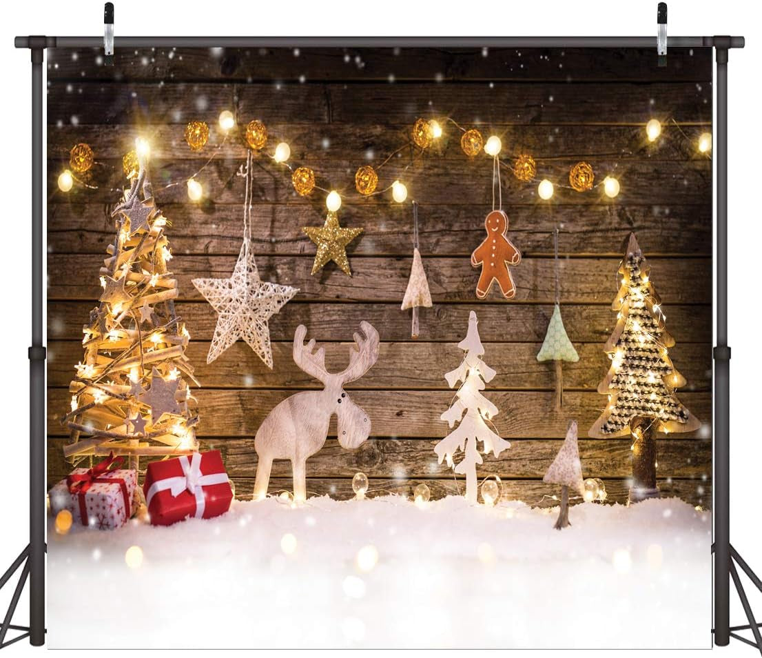 8X8Ft Christmas Backdrops Winter Snow Photography Back Drop Christmas Deer Bokeh Stars Backgrounds Holiday Children Photo Professional Photography Studiod215