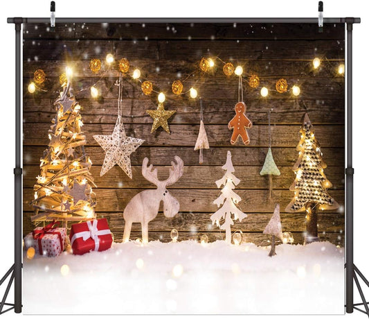 8X8Ft Christmas Backdrops Winter Snow Photography Back Drop Christmas Deer Bokeh Stars Backgrounds Holiday Children Photo Professional Photography Studiod215