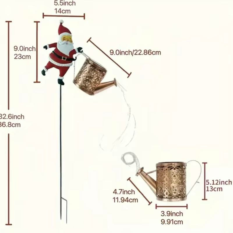 Christmas Solar Garden Light – Retro Metal Watering Can Lamp with Twinkling Fairy Stream, Perfect for Patio & Holiday Gifts