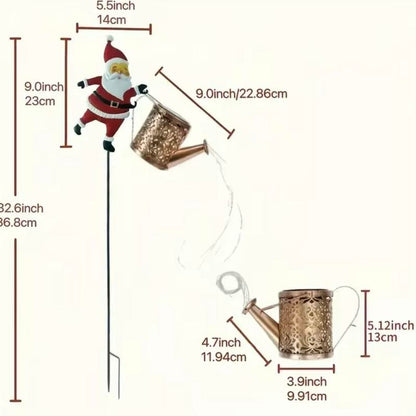 Christmas Solar Garden Light – Retro Metal Watering Can Lamp with Twinkling Fairy Stream, Perfect for Patio & Holiday Gifts