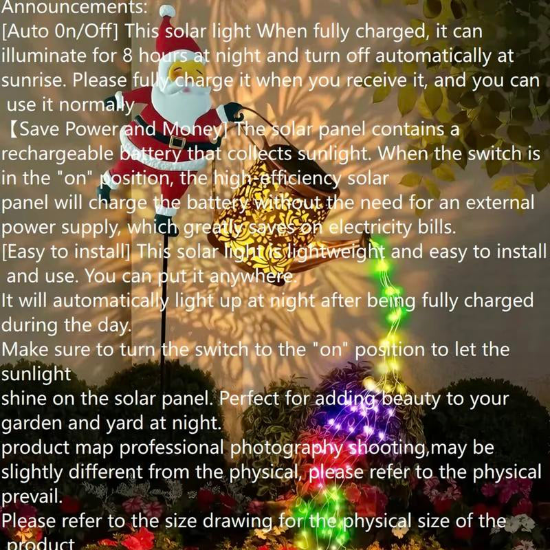 Christmas Solar Garden Light – Retro Metal Watering Can Lamp with Twinkling Fairy Stream, Perfect for Patio & Holiday Gifts