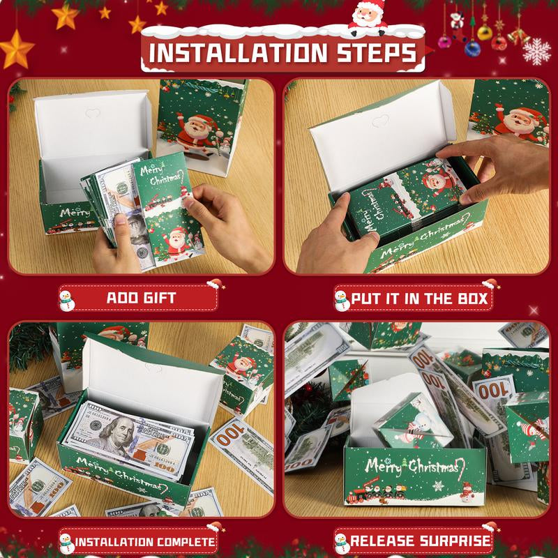 20 Bounces Surprise Gift Box Explosion Unique Folding Bouncing Red Envelope Cash Box with Confetti for Christmas Birthday Anniversary Valentine and Proposal