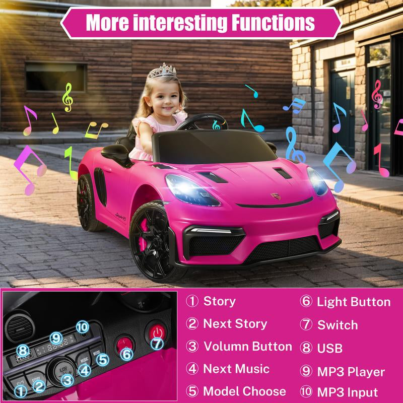 Coclub Porsche 718 Spyder Ride-On Car with Remote Control for Kids, 12V Powered Electric Car, Boys Girls Gifts