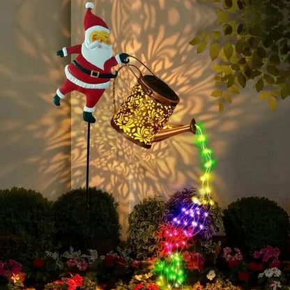Christmas Solar Garden Light – Retro Metal Watering Can Lamp with Twinkling Fairy Stream, Perfect for Patio & Holiday Gifts