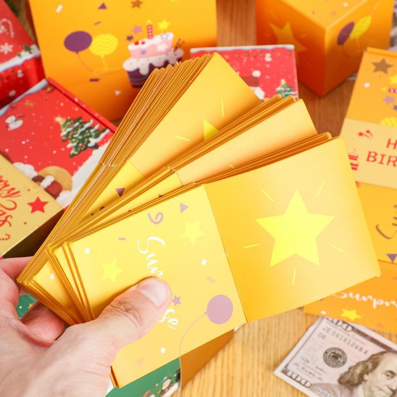 20 Bounces Surprise Gift Box Explosion Unique Folding Bouncing Red Envelope Cash Box with Confetti for Christmas Birthday Anniversary Valentine and Proposal