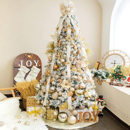 32Ct Christmas Ball Ornaments Set -Champagne Clear Plastic Shatterproof Xmas Tree Ball Decorations Hanging Baubles for Holiday Decor