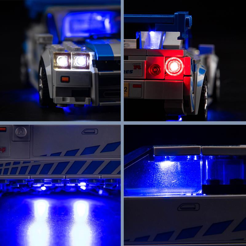 LED Light Kit Compatible with Lego Speed Champions Fast & Furious Nissan Skyline GT-R (R34) Toy Car Building Set, Blue Underglow Lights for Lego 76917,Birthday, Holiday, Gift （No Building Blocks, Just Lights）