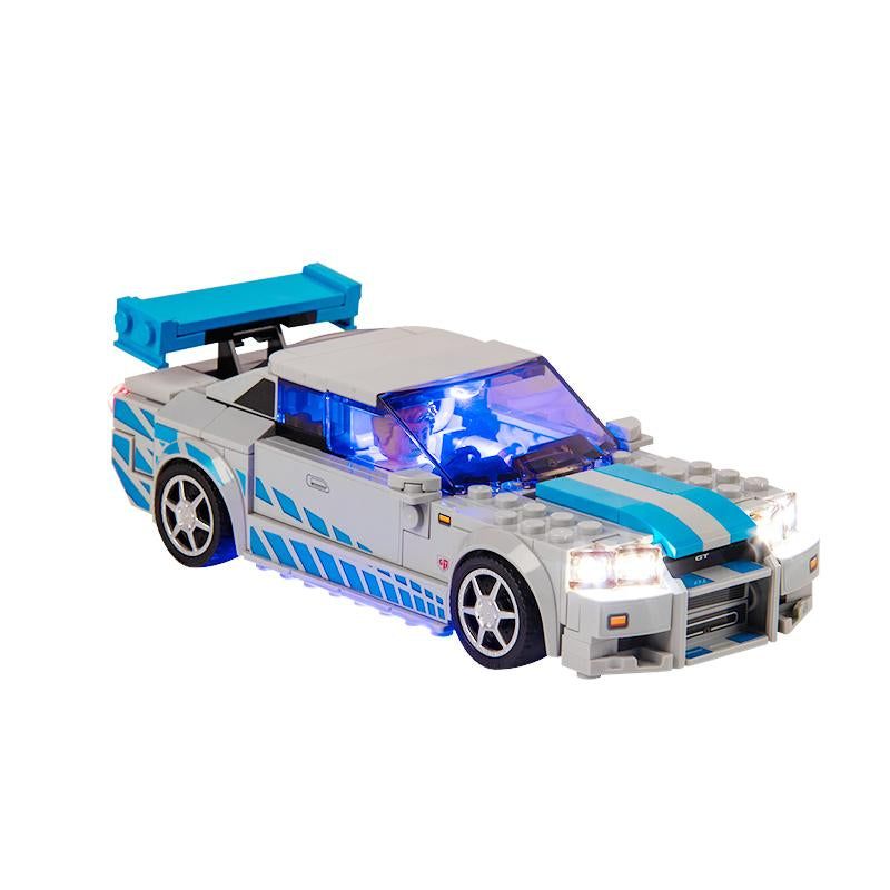 LED Light Kit Compatible with Lego Speed Champions Fast & Furious Nissan Skyline GT-R (R34) Toy Car Building Set, Blue Underglow Lights for Lego 76917,Birthday, Holiday, Gift （No Building Blocks, Just Lights）